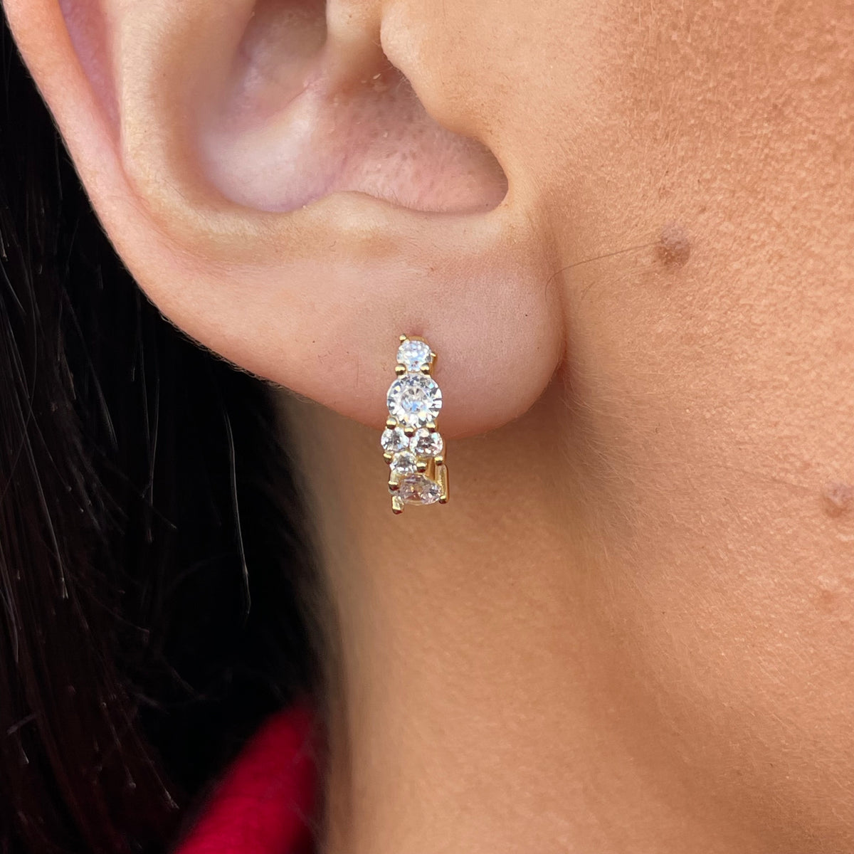 Sunshine Chunky CZ Huggie Hoop Earrings