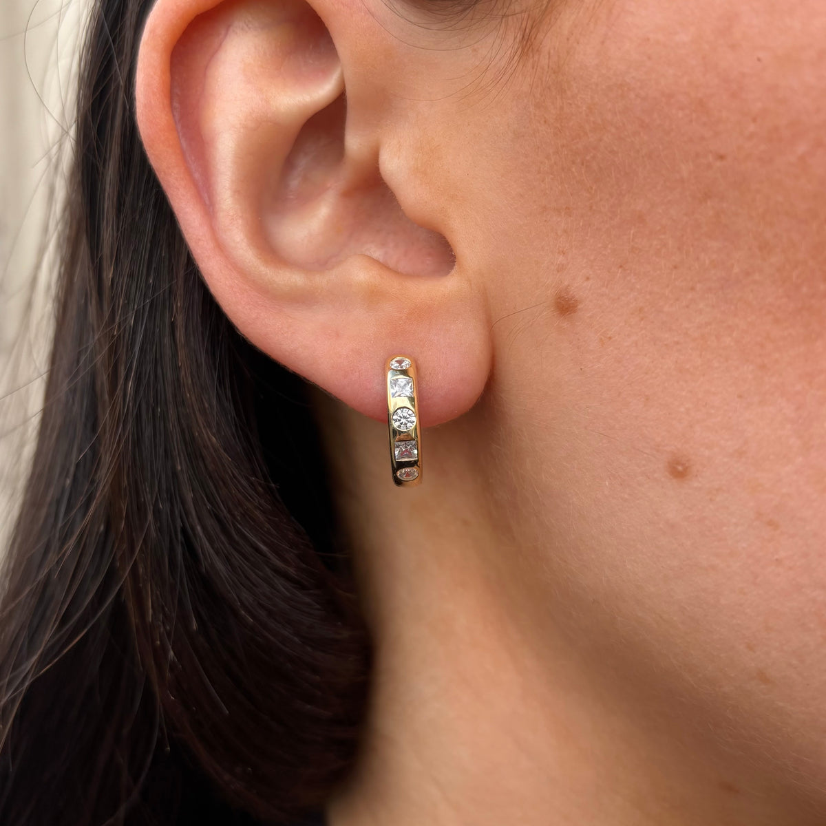 Sunshine CZ Huggie Earrings