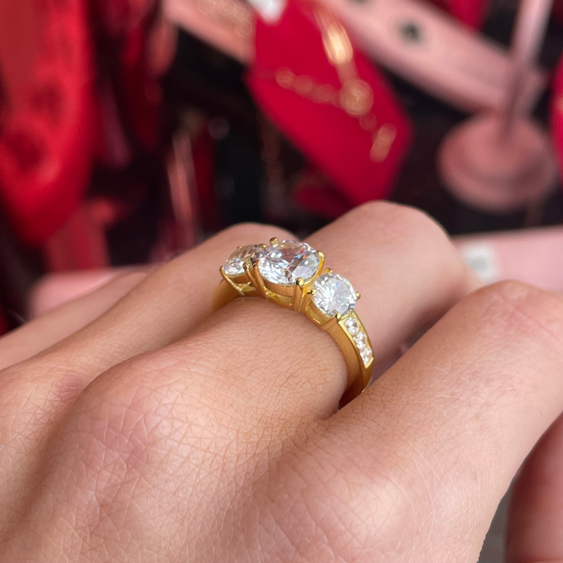 Sunshine CZ Trilogy Ring with Shoulders - John Ross Jewellers