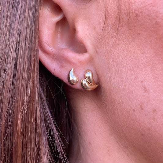9ct Gold Bombé Tear Drop Stud Earrings