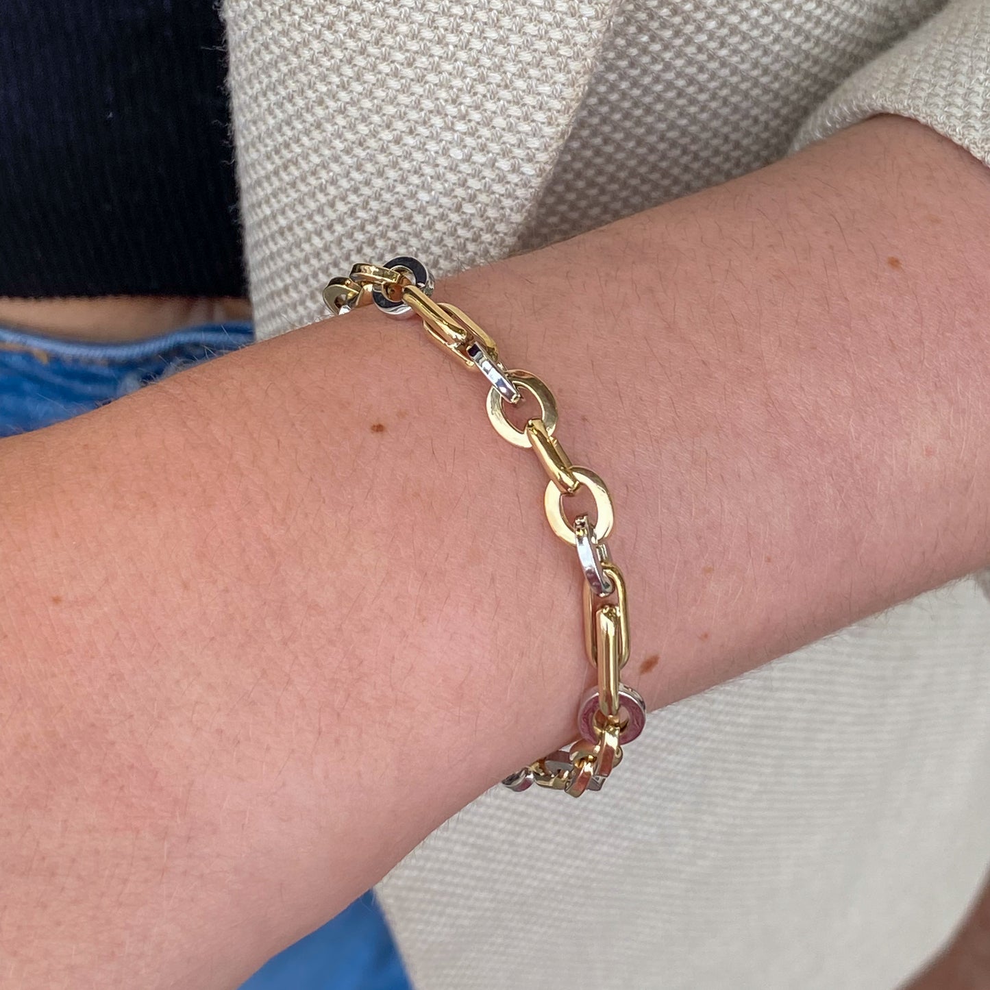 9ct Gold Modern Two Tone Link Bracelet