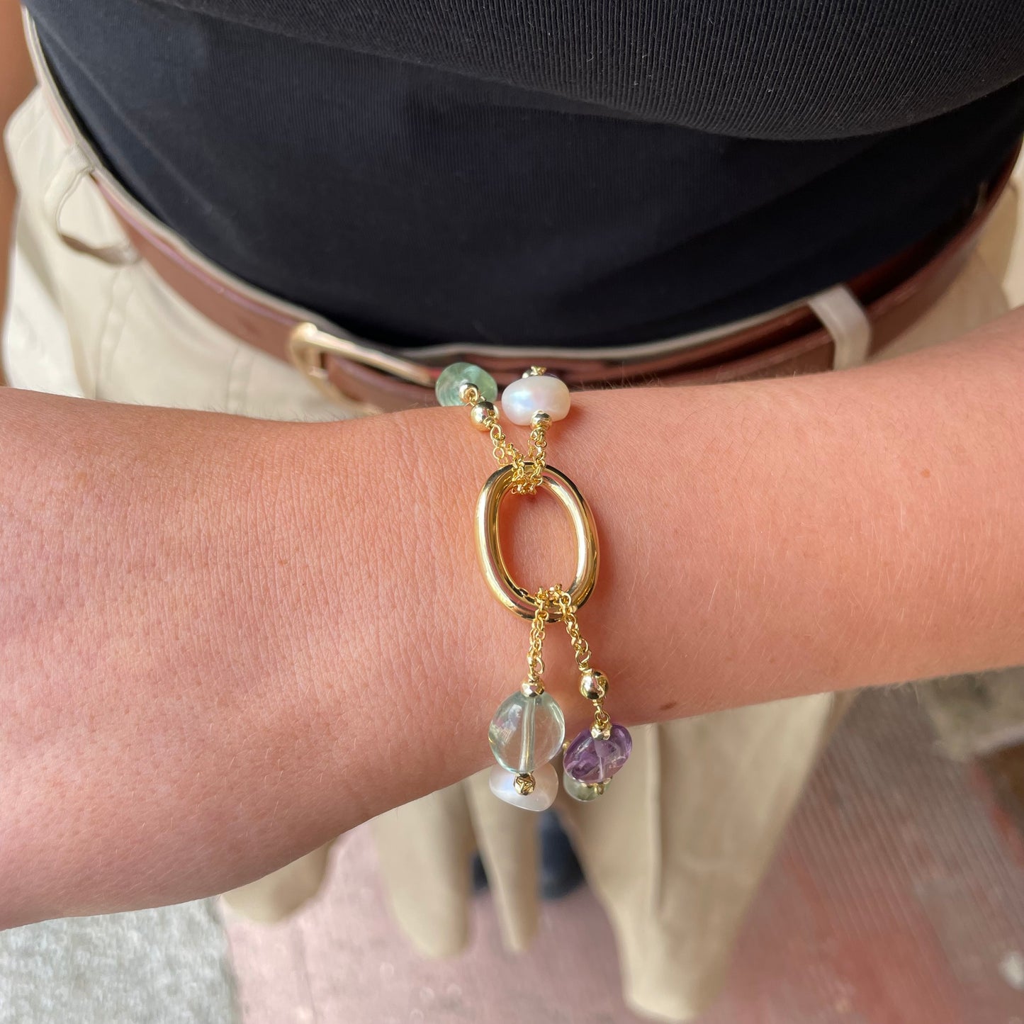 Baroque Bracelet | Horos | Amethyst & Green Quartz - John Ross Jewellers