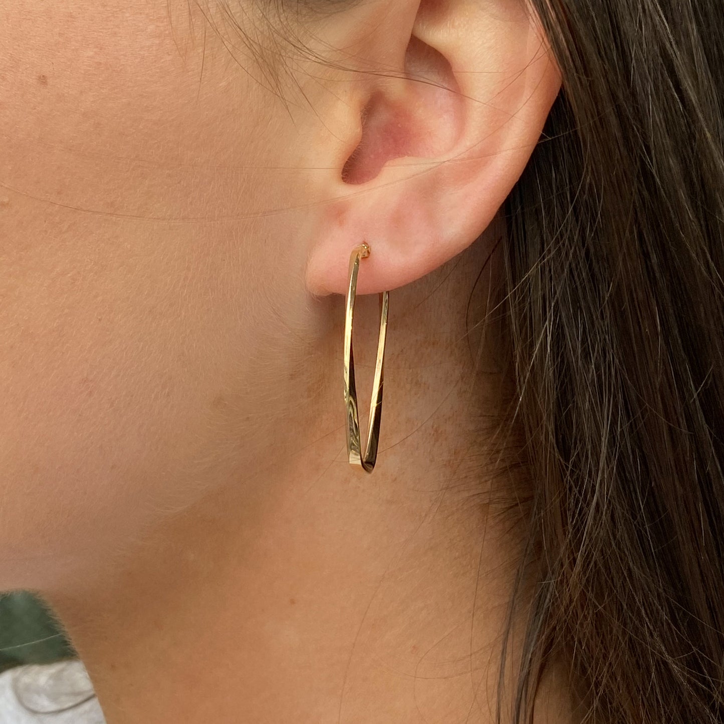 9ct Gold Cool Tonneau Creole Hoop Earrings