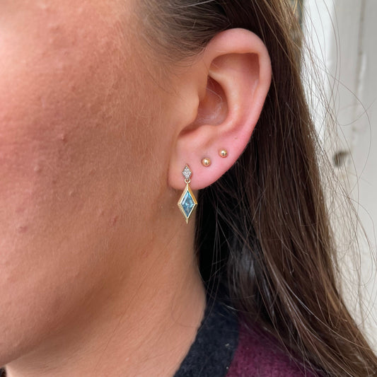 9ct Gold Blue Topaz & Diamond Drop Earrings - John Ross Jewellers