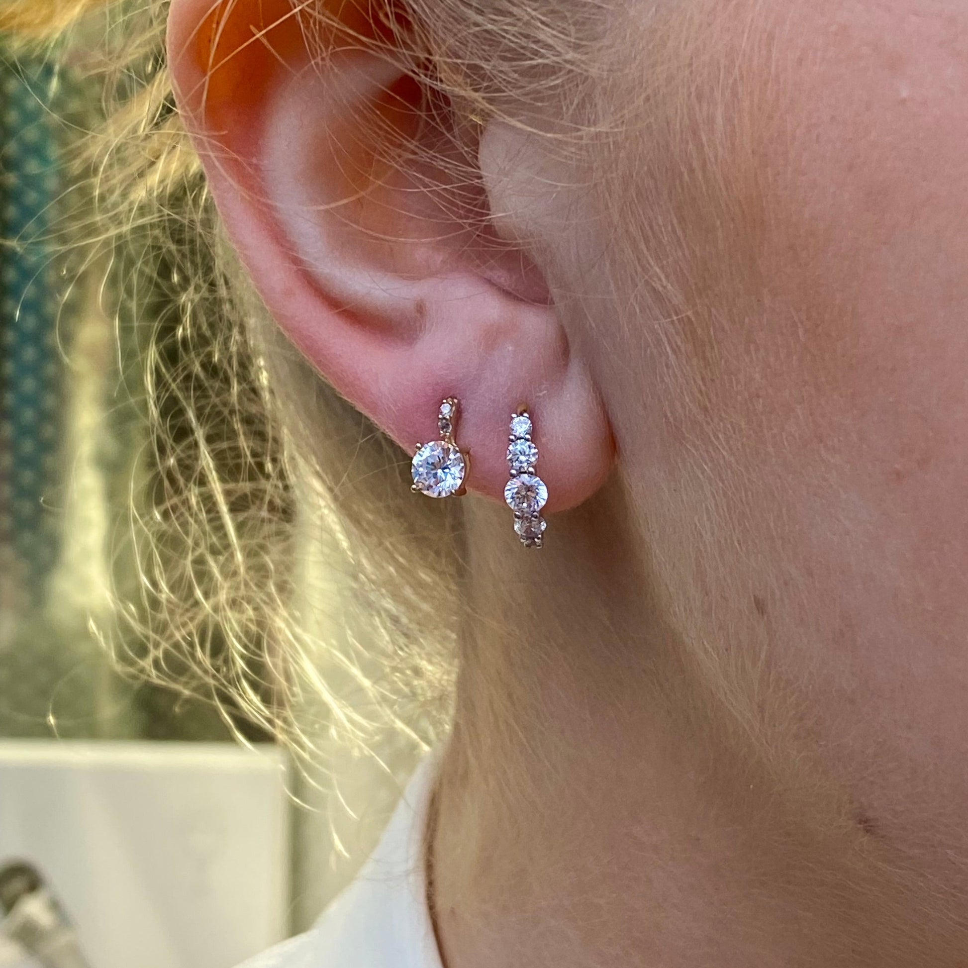 9ct Gold CZ Short Drop Earrings - John Ross Jewellers