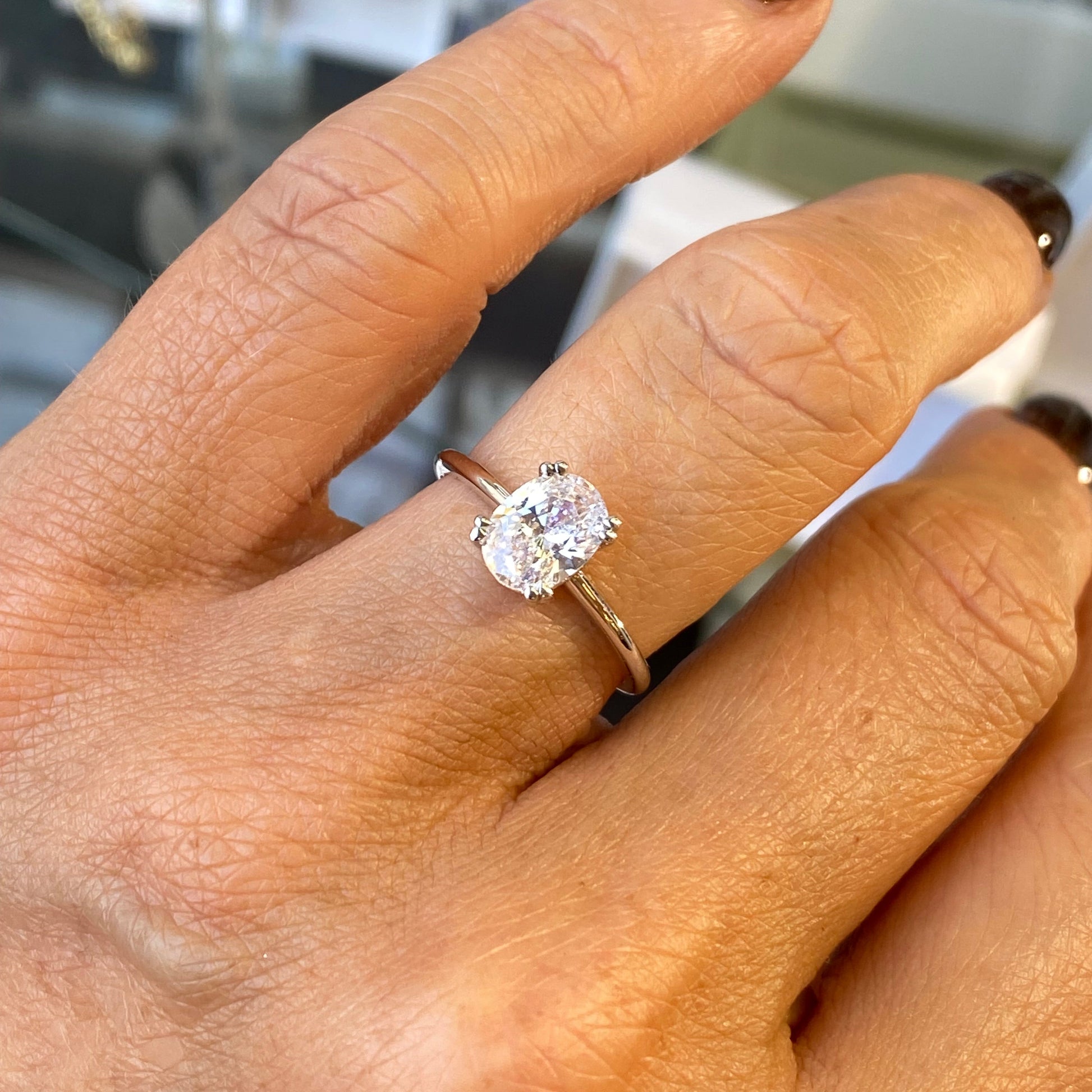 9ct White Gold Oval CZ Solitaire Ring - John Ross Jewellers