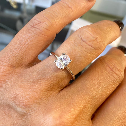 9ct White Gold Oval CZ Solitaire Ring - John Ross Jewellers