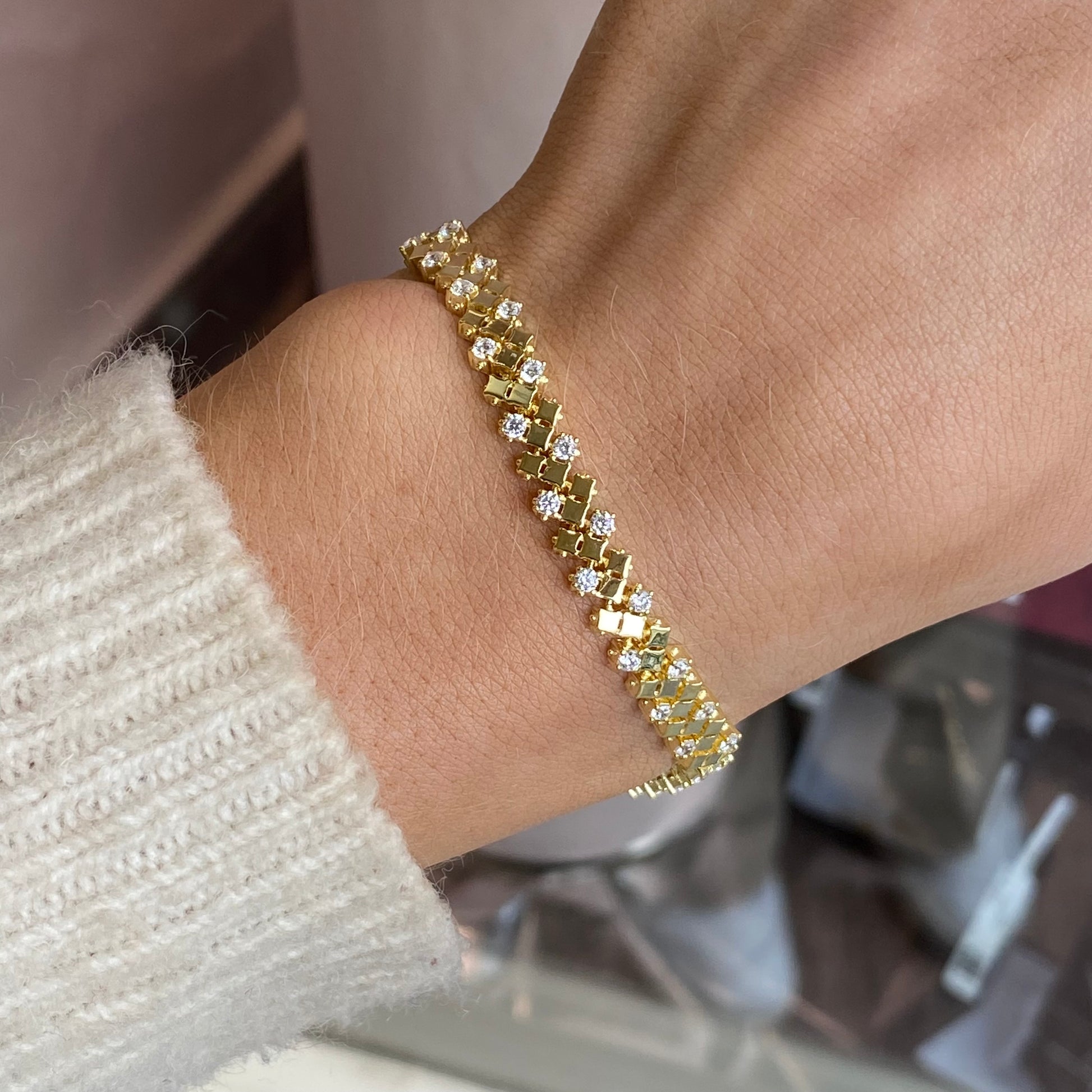 Sunshine Geometric CZ Line Bracelet | 17.5cm - John Ross Jewellers