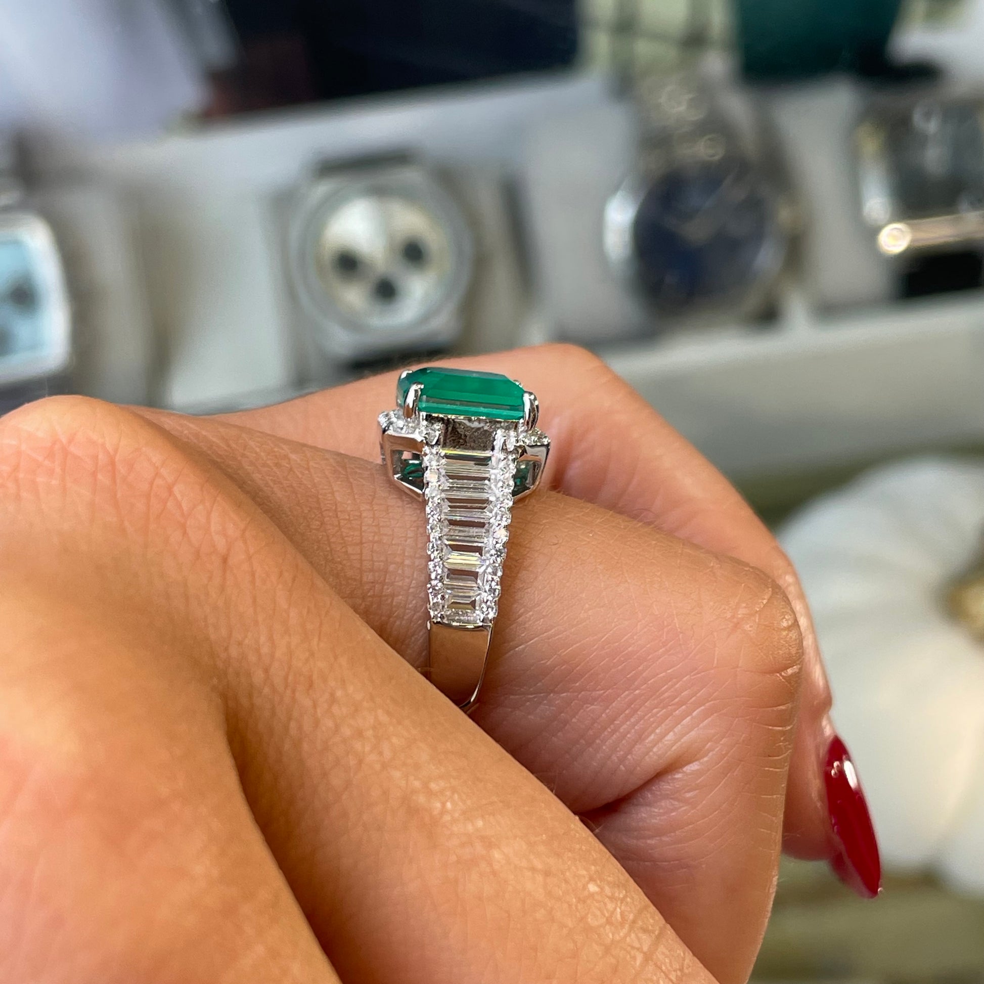 Silver Green Fusion  CZ Solitaire Ring - John Ross Jewellers