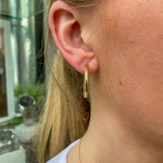 9ct Gold Tube Hoop Earrings 20mm - John Ross Jewellers