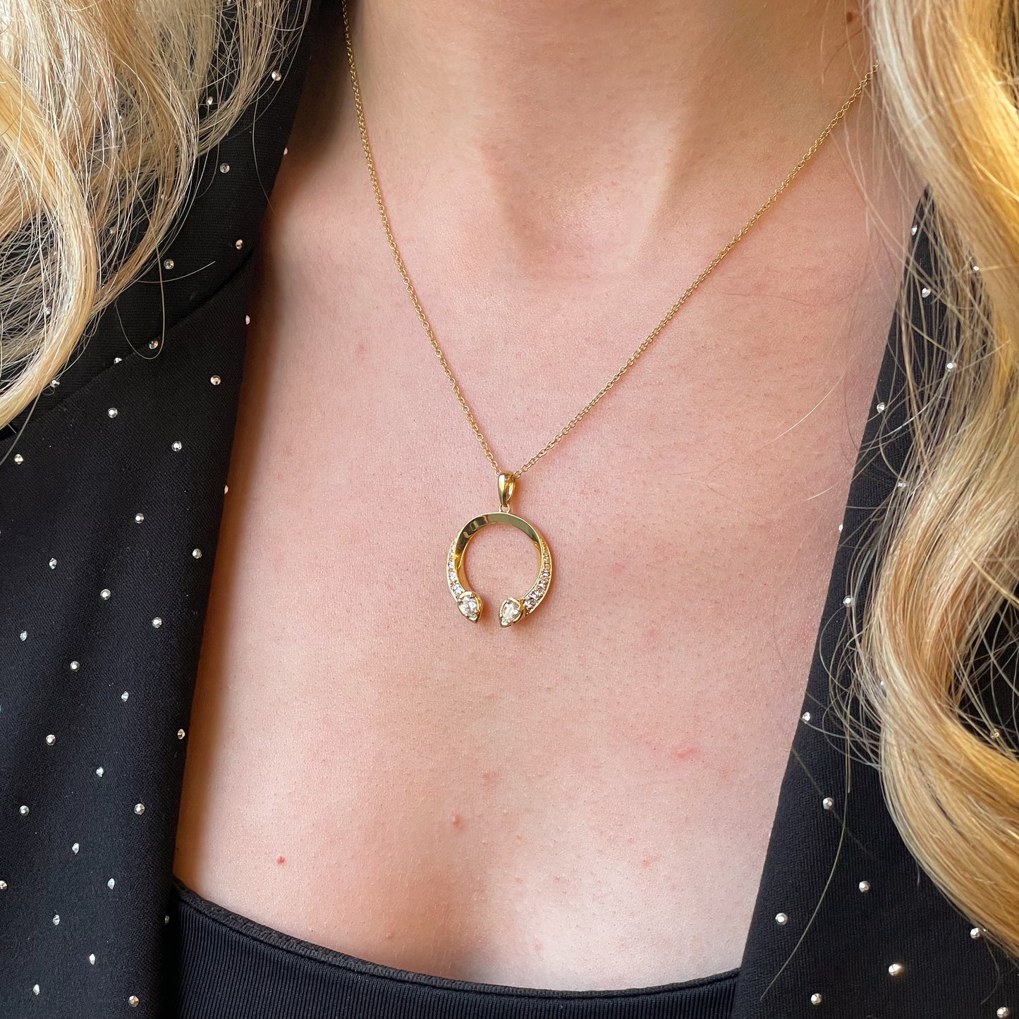 18ct Gold Diamond Torc Pendant Necklace | 0.62ct - John Ross Jewellers