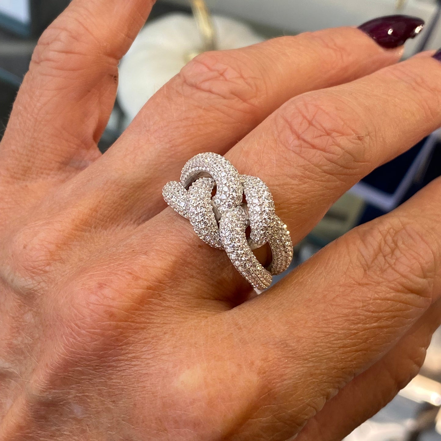 Silver CZ Loveknot Ring - John Ross Jewellers