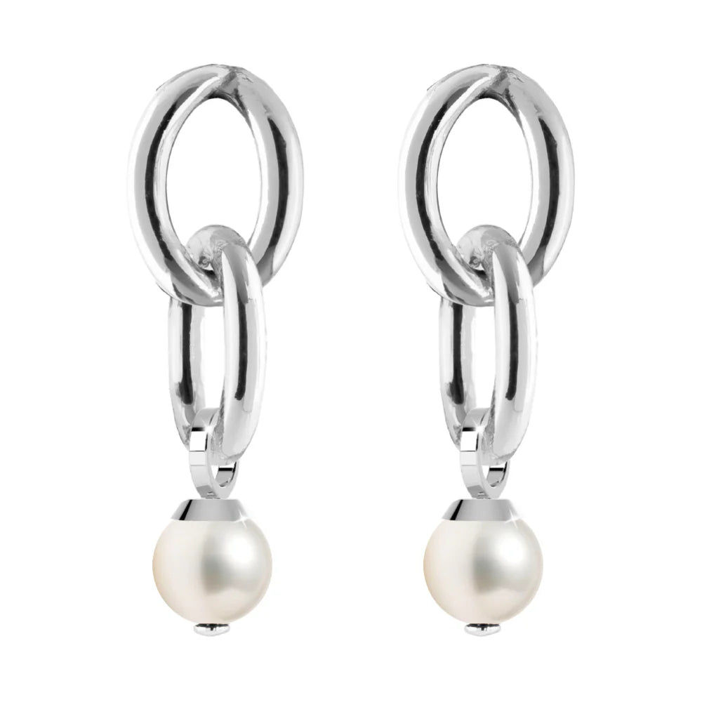 REBECCA Diva - Silver Pearl Drop Earrings - John Ross Jewellers