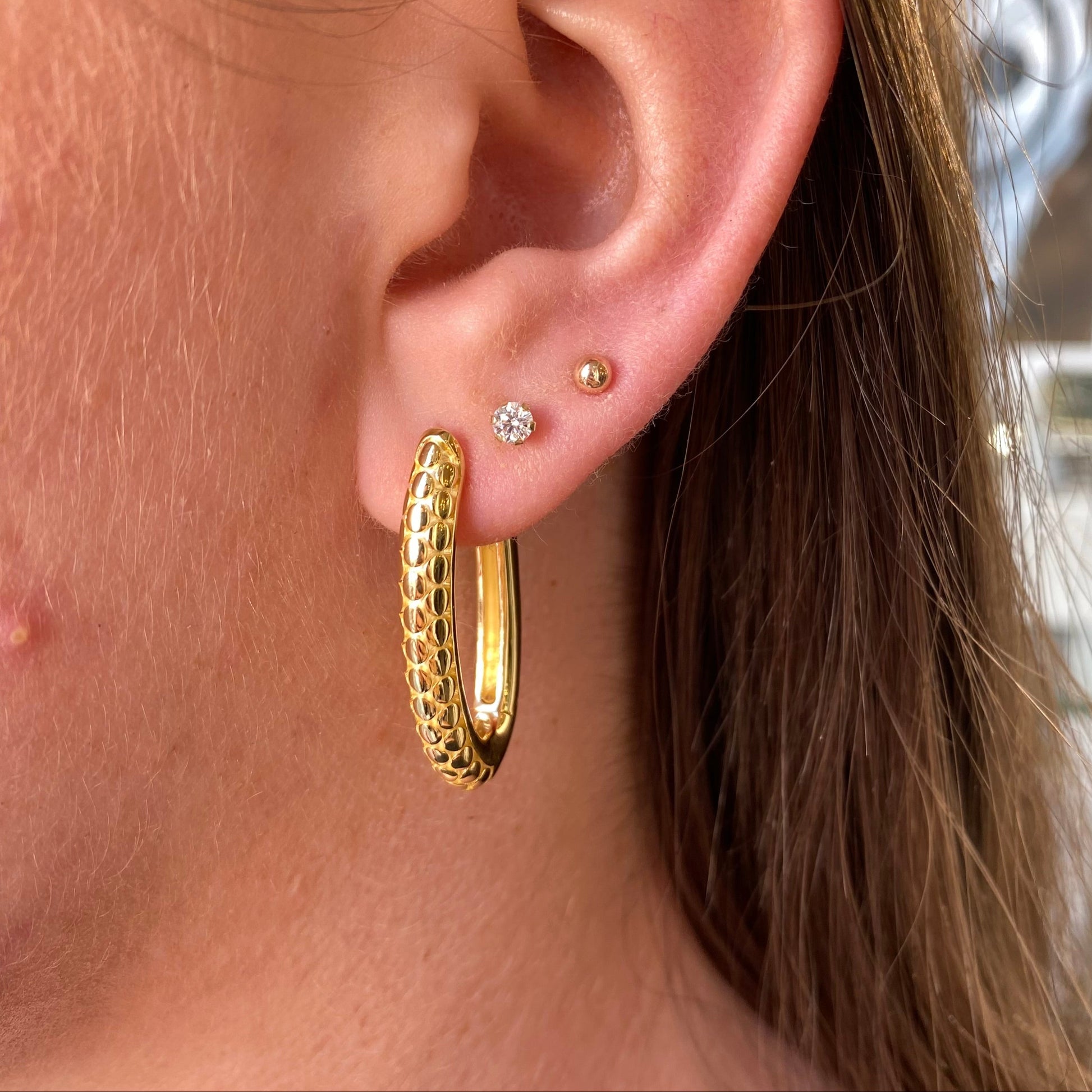 Sunshine Textured Oval Hoop Earrings - John Ross Jewellers