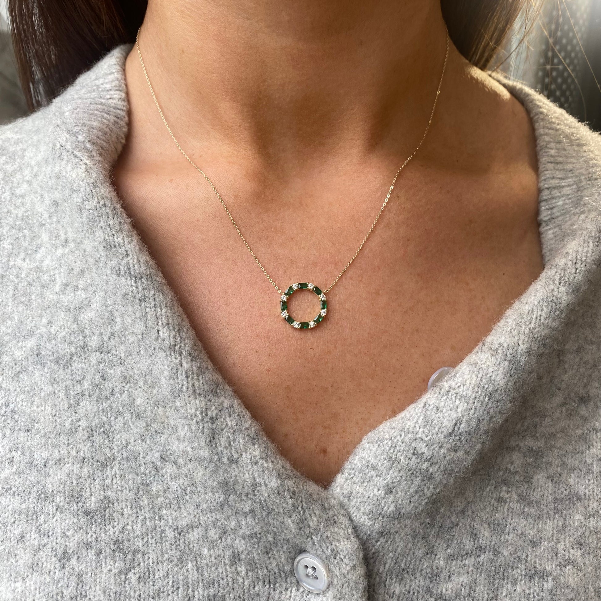 9ct Gold Emerald CZ Eternity Necklace - John Ross Jewellers