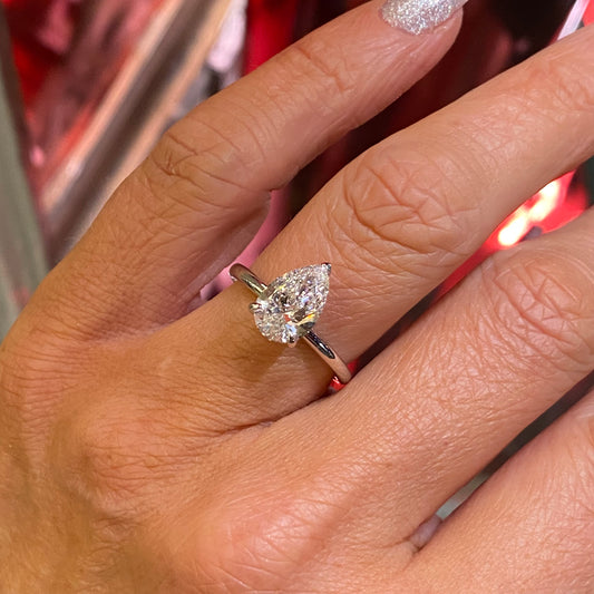 Platinum Pear Solitaire Engagement Ring | 2.00ct Lab Certificated