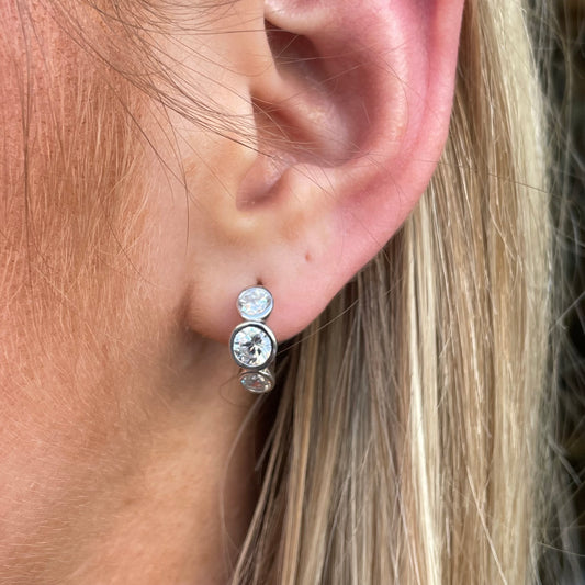 Silver CZ Hoop Earrings