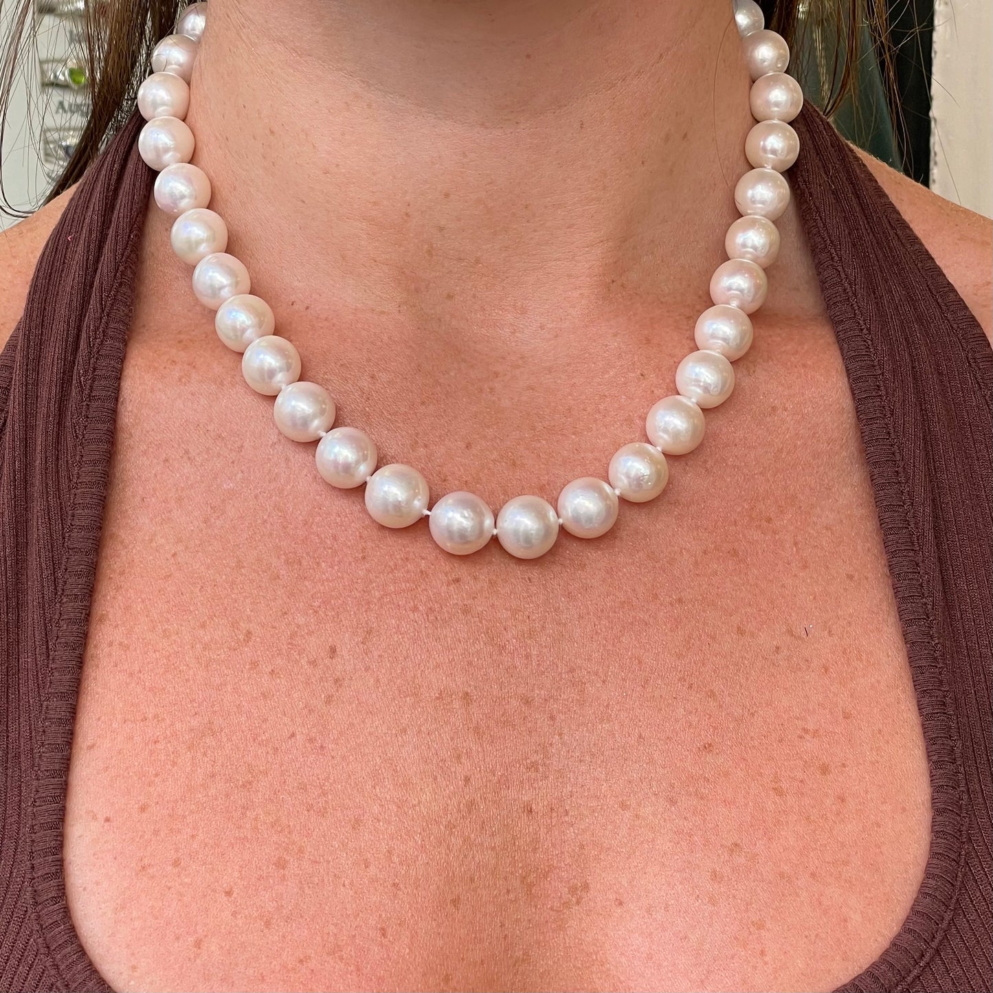 18ct White Gold Edison Pearl Necklace | 11.5mm to 12mm