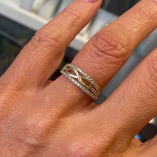 9ct Gold CZ Infinity Band Ring - John Ross Jewellers