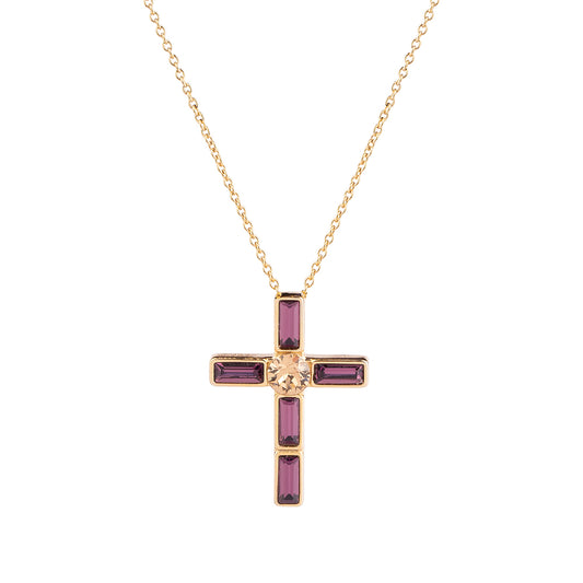 REBECCA Judith - Purple & CItrus Cross Necklace - John Ross Jewellers