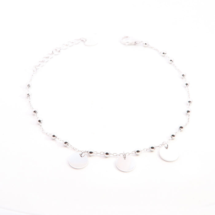 Silver Discs bracelet by Comero featuring round silver discs on a 17+3cm chain, stylish jewelry accessory.