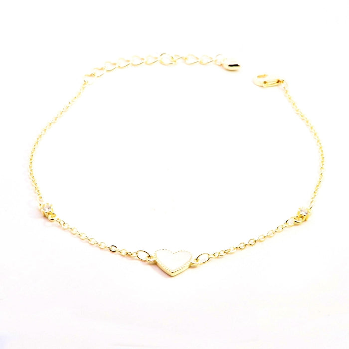 Sunshine Mother of Peart Heart & CZ Bracelet | 17+3cm