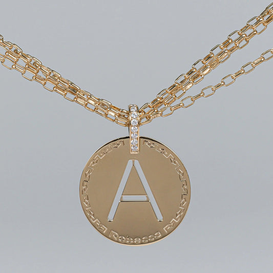 REBECCA MyWorld Letter Necklace - Gold|Four-Strand|Large Initial
