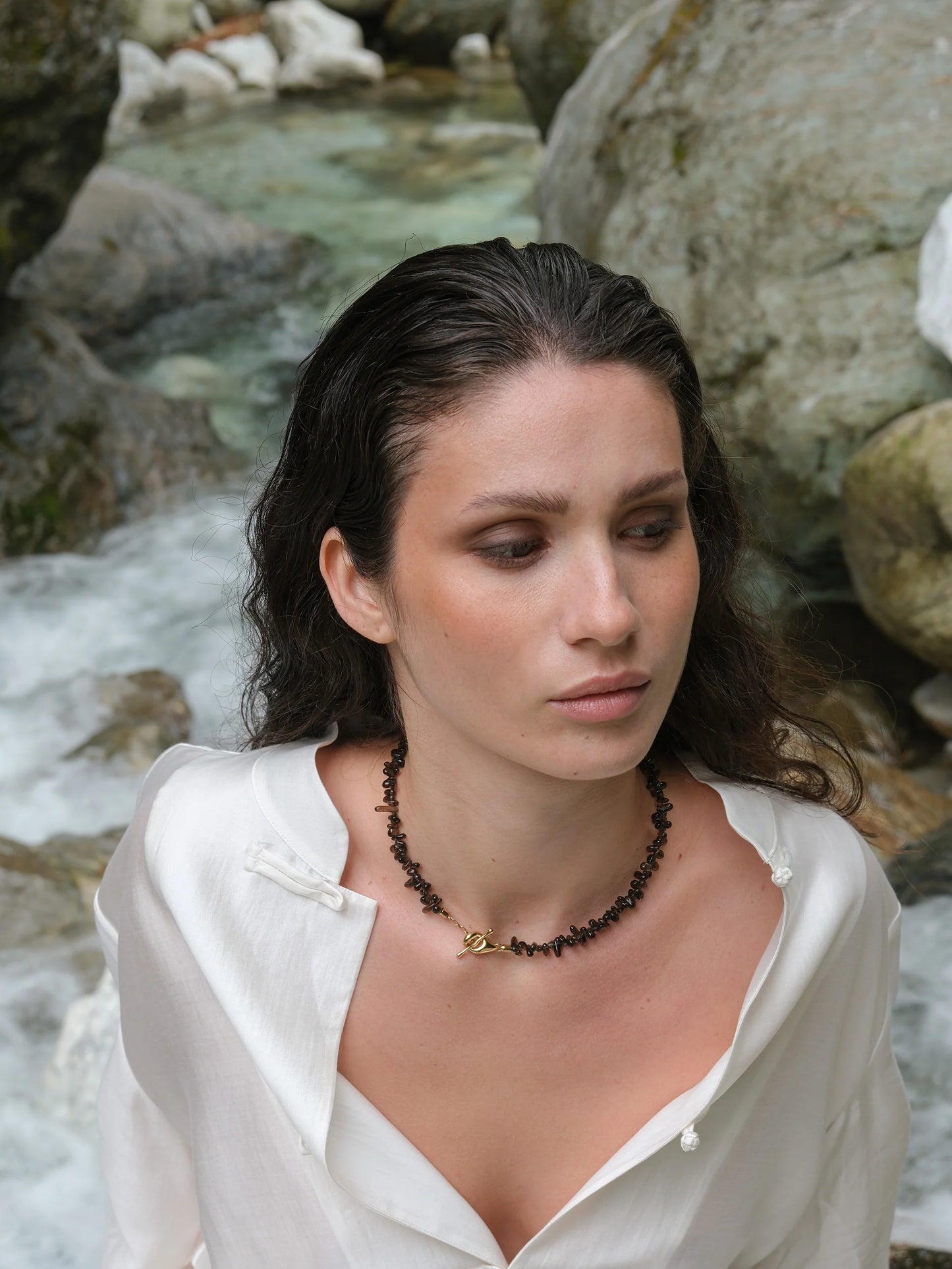 REBECCA Natural Smoky Topaz Necklace