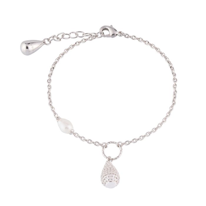 REBECCA Silver Tulip - Crystal & Freshwater Pearl Bracelet - John Ross Jewellers