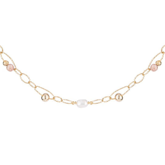 REBECCA Tulip - Freshwater Pearl, Mauve & Gold Necklace - John Ross Jewellers