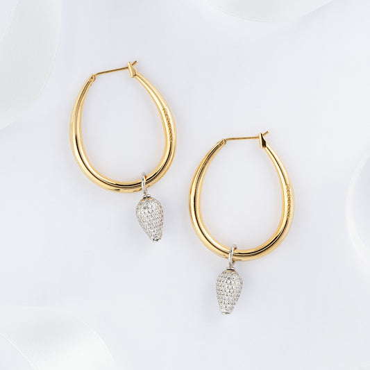 REBECCA Tulip Hoop Earrings | Crystal & Gold - John Ross Jewellers