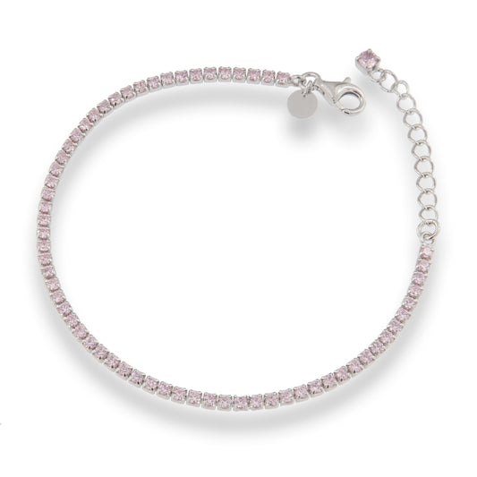 Silver CZ Tennis Bracelet | Baby Pink - John Ross Jewellers