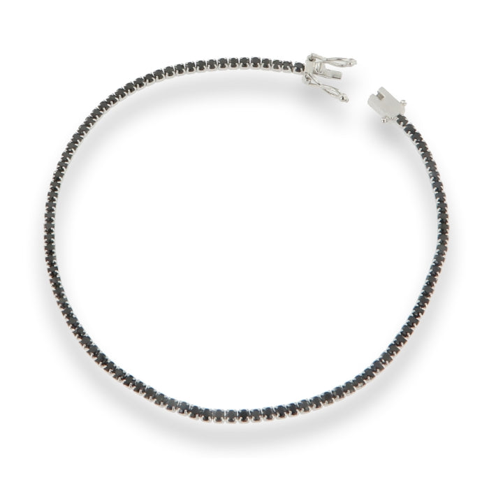 Silver Black 1.75mm CZ Tennis Bracelet | 19cm