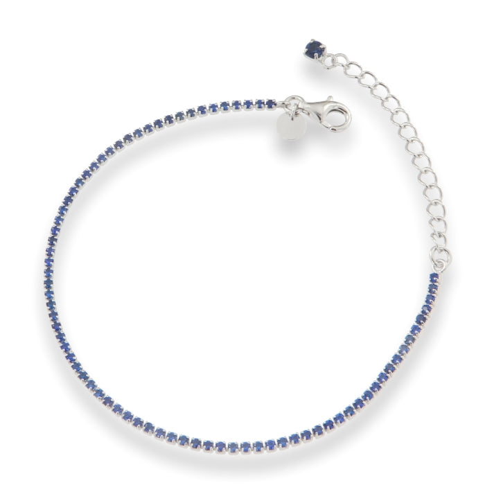 Silver CZ Tennis Bracelet | Blue 1.5mm