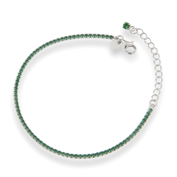 Silver CZ Tennis Bracelet | Green 1.75mm