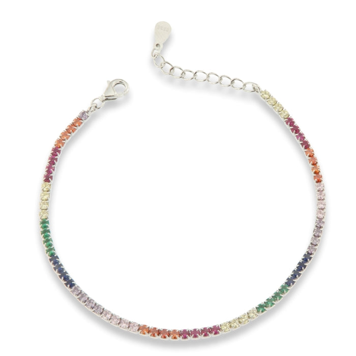 Silver CZ Tennis Bracelet | Multicolour