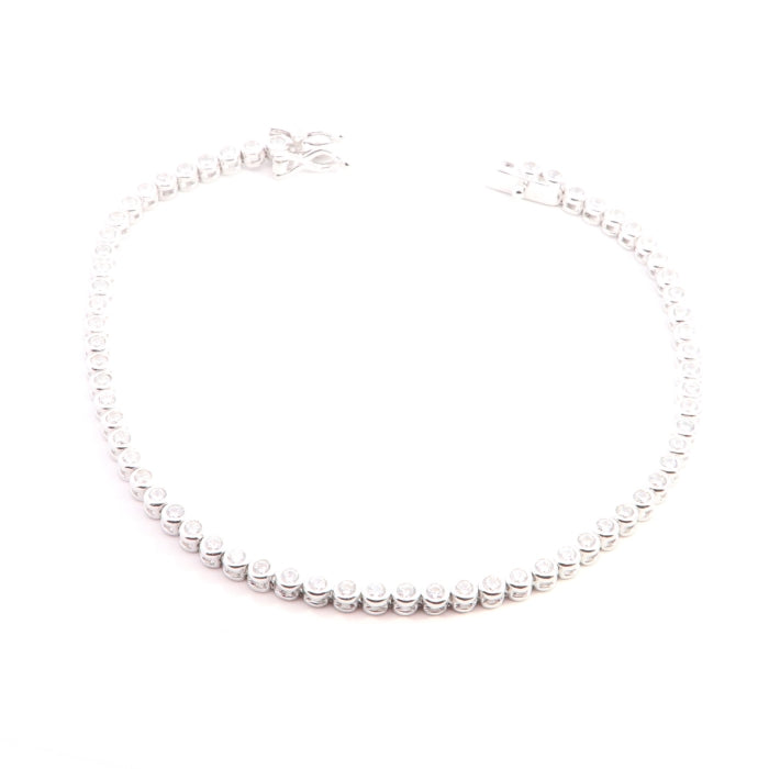 Silver 2mm CZ Tennis Bracelet | 19.5cm - John Ross Jewellers
