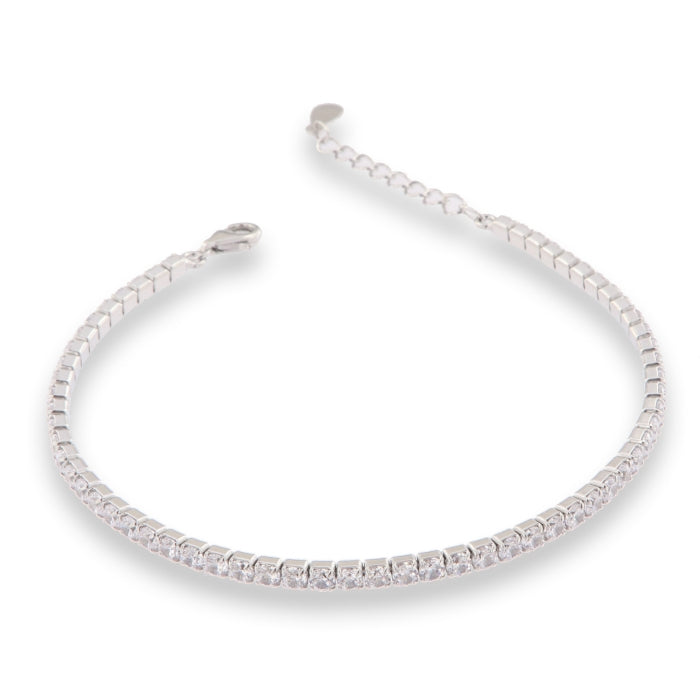 Silver CZ Tennis Bracelet | 2.5mm | 15.5 + 4cm