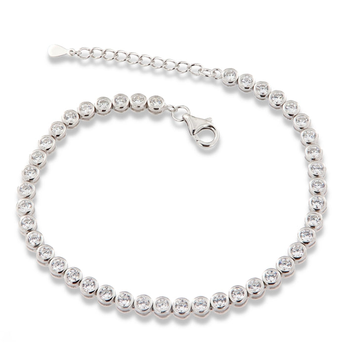Silver 3mm CZ Rubover Tennis Bracelet | 19.3cm - John Ross Jewellers