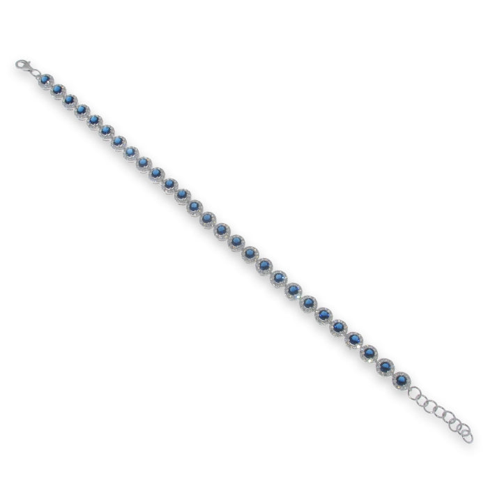 Silver 3.5mm CZ Garland Bracelet | Sapphire Blue - John Ross Jewellers
