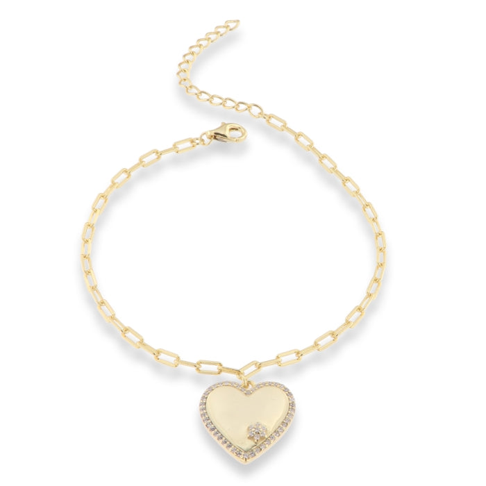 Sunshine Textured Heart Disc Bracelet | 19+5cm - John Ross Jewellers