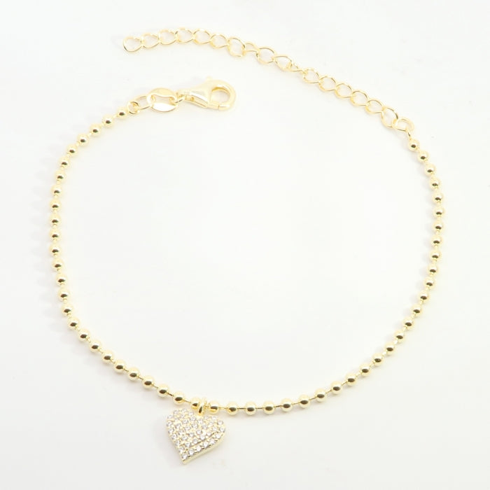 Sunshine CZ Set Heart Disc Bracelet