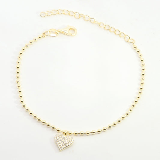 Sunshine CZ Set Heart Disc Bracelet