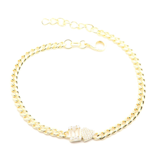 Sunshine CZ Moi Et Toi Curb Bracelet