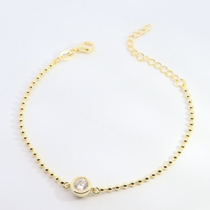 Sunshine Rubover CZ Bead Chain Bracelet | 15.5 + 4cm