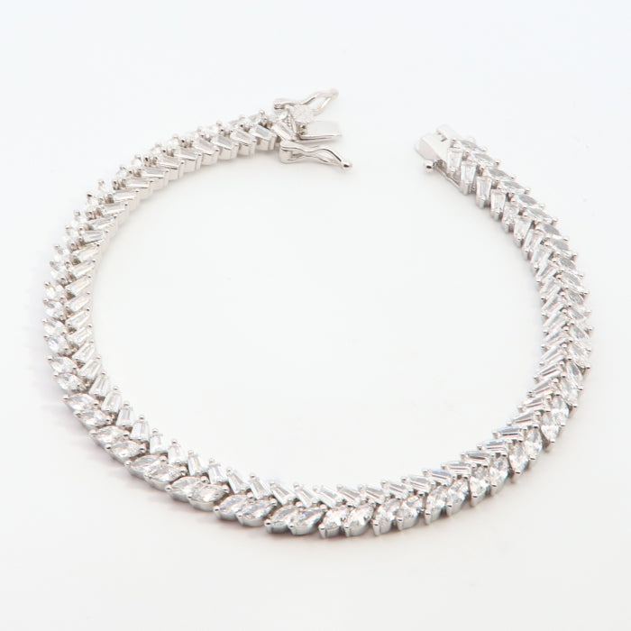 Silver CZ Tennis Bracelet | Herringbone