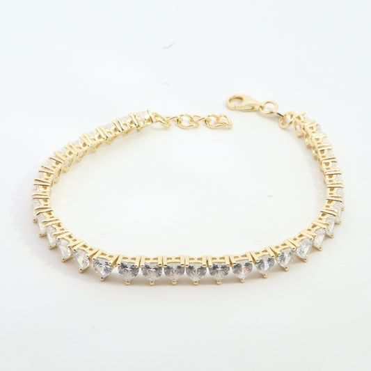 Sunshine CZ Tennis Bracelet | Heart CZs