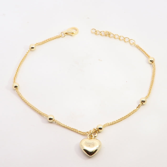 Sunshine Puffed Heart & CZ Station Bracelet