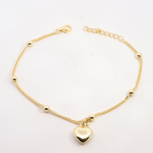 Sunshine Puffed Heart & CZ Station Bracelet