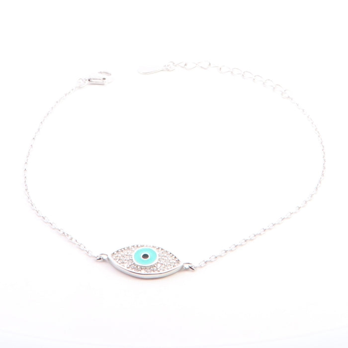 Silver CZ Evil Eye Bracelet